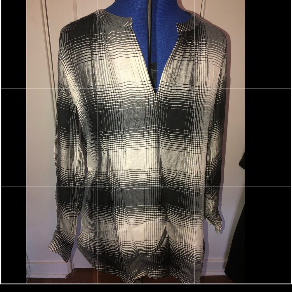 Plaid Black and White Blouse